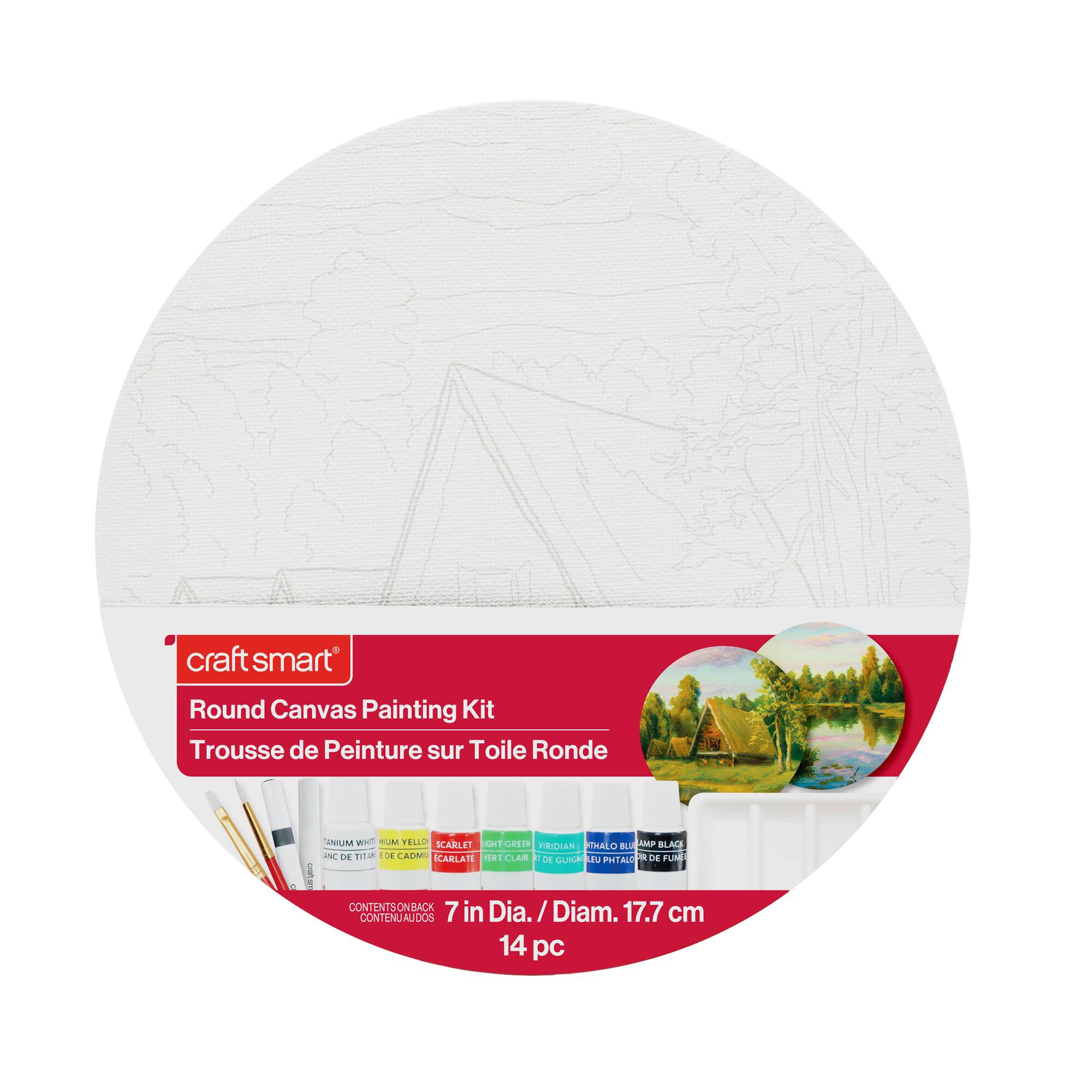 7" Lake & Cabin Round Canvas Painting Kit by Craft Smart®